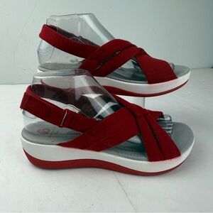Clarks Cloudsteppers Womens 7.5 Arla Belle Sandals Red Comfort